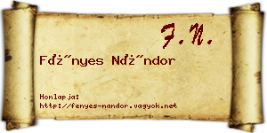 Fényes Nándor névjegykártya