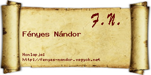 Fényes Nándor névjegykártya